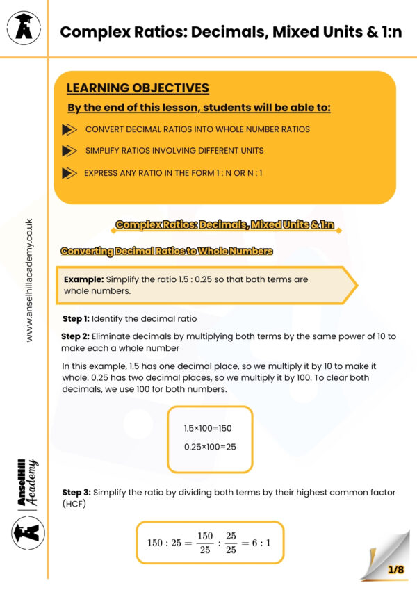 Complex Ratios: Decimals, Mixed Units & The Form 1:n